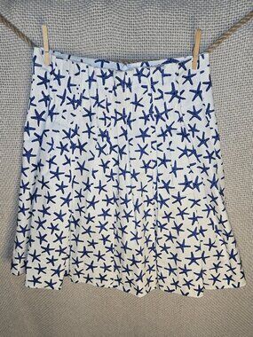 KATE SPADE NWOT NY Broome Street Starfish Print Pleated A-Line Skirt Size 6